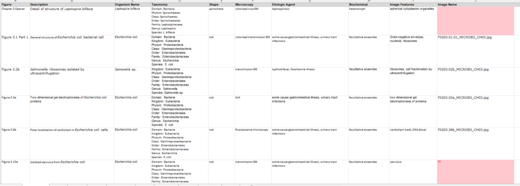 Sample data received in spreadsheet form