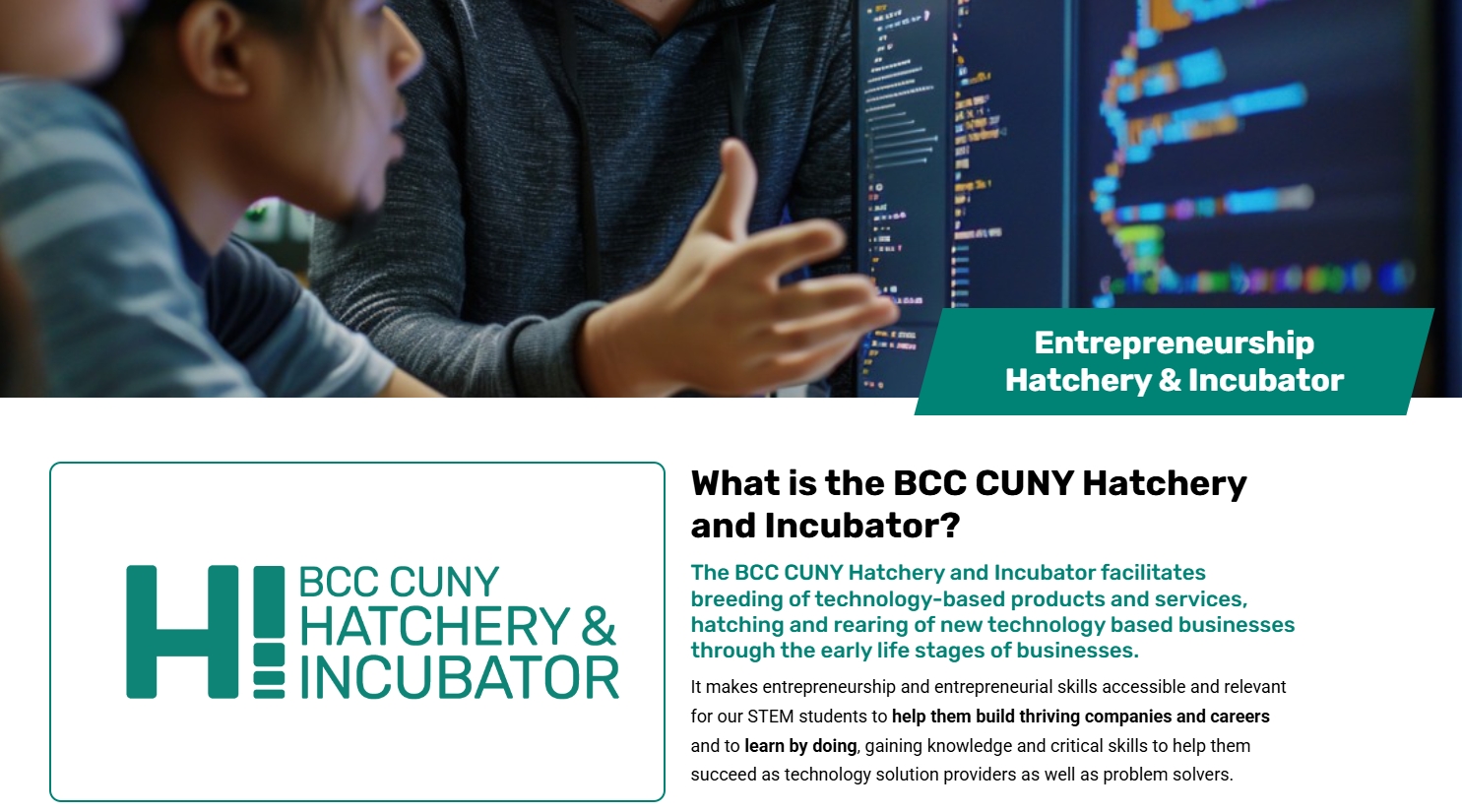 Screenshot of the Hatchery & Incubator webpage