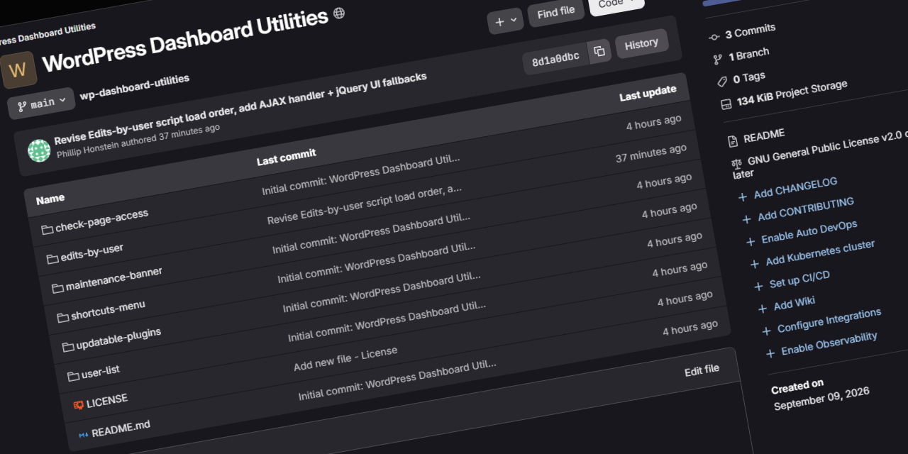 WordPress Admin Dashboard Utilities